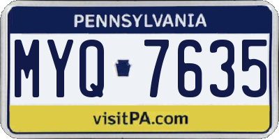 PA license plate MYQ7635