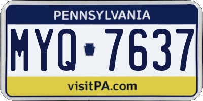 PA license plate MYQ7637