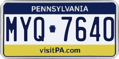 PA license plate MYQ7640