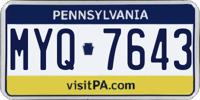PA license plate MYQ7643