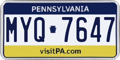 PA license plate MYQ7647