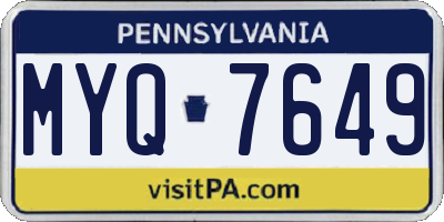 PA license plate MYQ7649