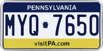 PA license plate MYQ7650