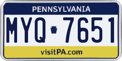 PA license plate MYQ7651
