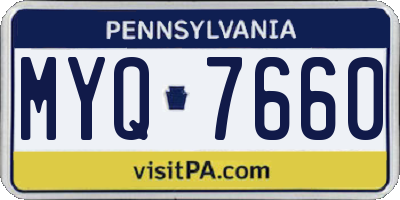 PA license plate MYQ7660
