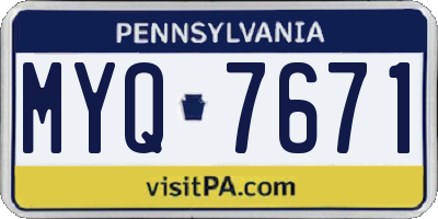PA license plate MYQ7671