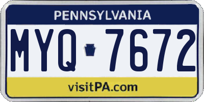 PA license plate MYQ7672