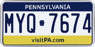 PA license plate MYQ7674