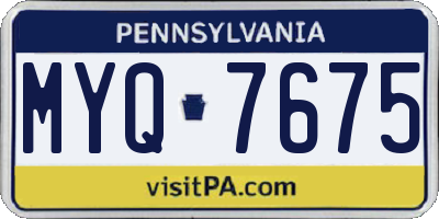 PA license plate MYQ7675