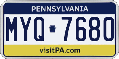 PA license plate MYQ7680