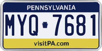PA license plate MYQ7681