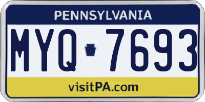 PA license plate MYQ7693