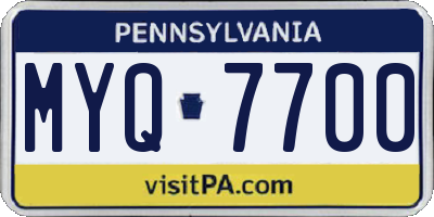 PA license plate MYQ7700