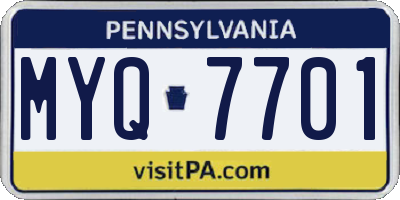 PA license plate MYQ7701