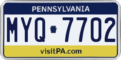 PA license plate MYQ7702