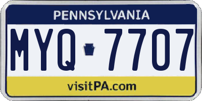 PA license plate MYQ7707