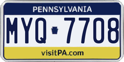 PA license plate MYQ7708