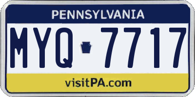 PA license plate MYQ7717