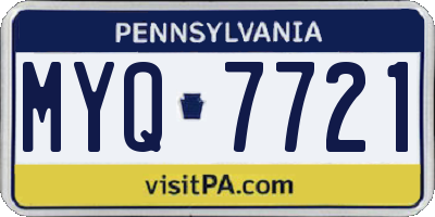 PA license plate MYQ7721
