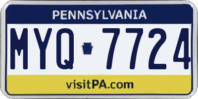 PA license plate MYQ7724