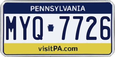 PA license plate MYQ7726