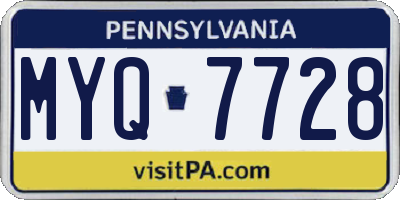 PA license plate MYQ7728