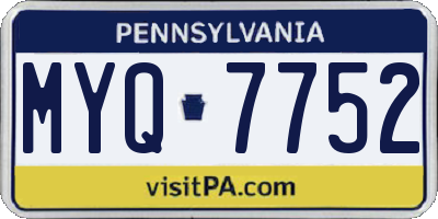PA license plate MYQ7752