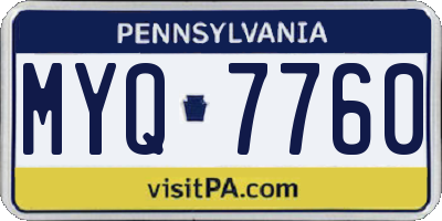 PA license plate MYQ7760