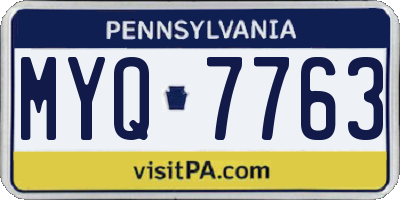 PA license plate MYQ7763