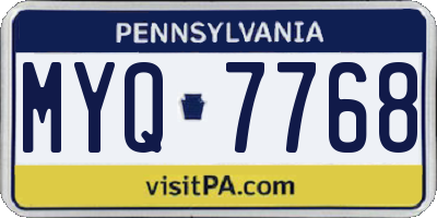 PA license plate MYQ7768