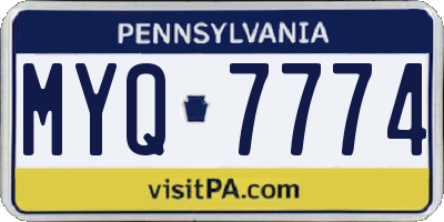 PA license plate MYQ7774