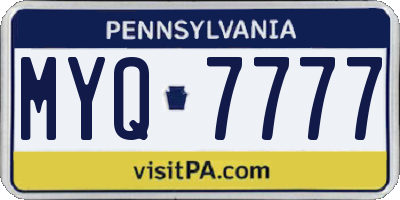 PA license plate MYQ7777