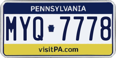 PA license plate MYQ7778