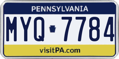 PA license plate MYQ7784