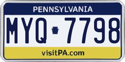 PA license plate MYQ7798