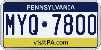PA license plate MYQ7800