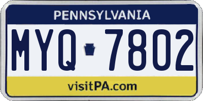 PA license plate MYQ7802