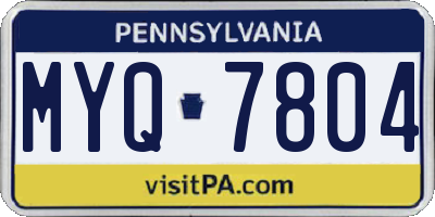 PA license plate MYQ7804
