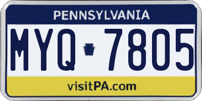 PA license plate MYQ7805