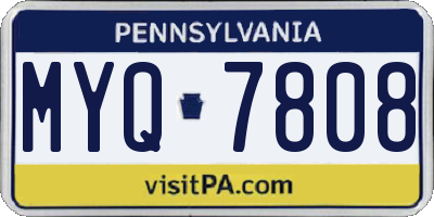 PA license plate MYQ7808