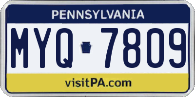 PA license plate MYQ7809