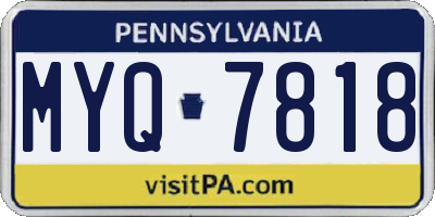 PA license plate MYQ7818