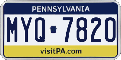 PA license plate MYQ7820