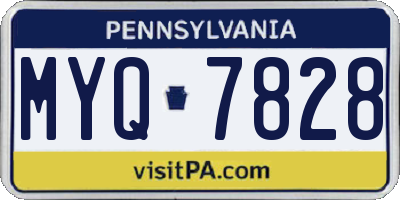 PA license plate MYQ7828