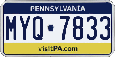 PA license plate MYQ7833