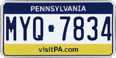 PA license plate MYQ7834