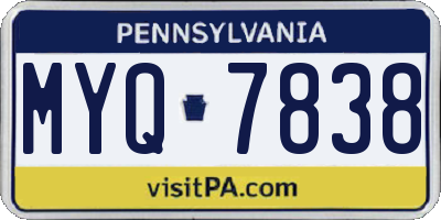 PA license plate MYQ7838