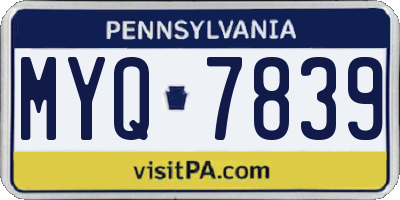 PA license plate MYQ7839