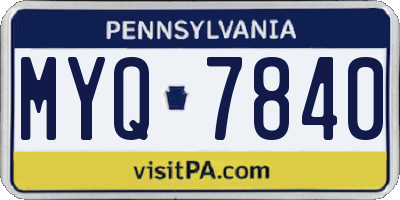 PA license plate MYQ7840