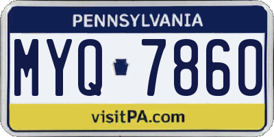 PA license plate MYQ7860